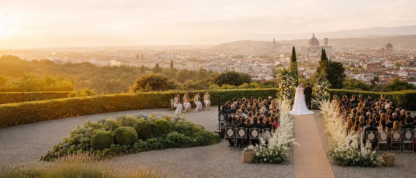 La cerimonia, con il Duomo dietro